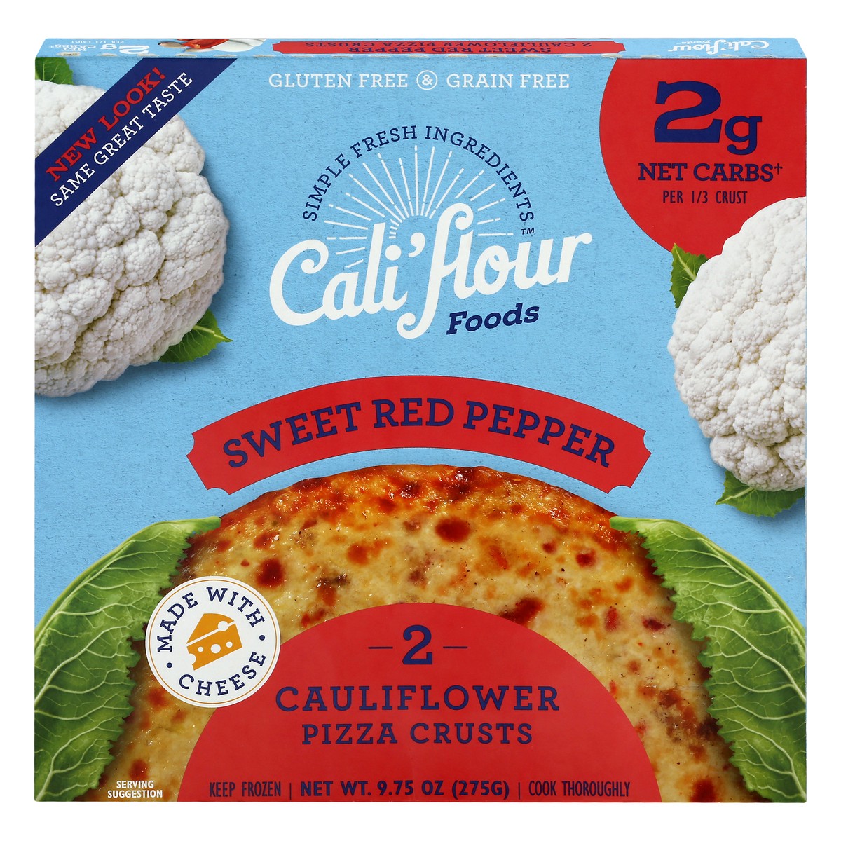 slide 1 of 9, Cali'flour Foods Sweet Red Pepper Cauliflower Pizza Crust 2 ea, 2 ct