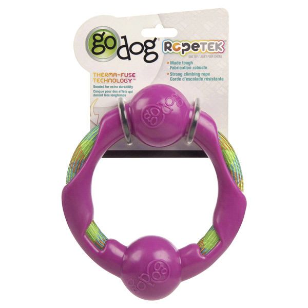 slide 1 of 1, goDog Worldwise RopeTek Ring with Therma-Fuse Technology Dog Toy, LG