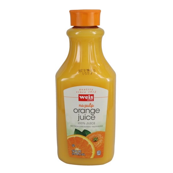slide 1 of 1, Weis Quality 100% Pure Orange Juice, 52 fl oz