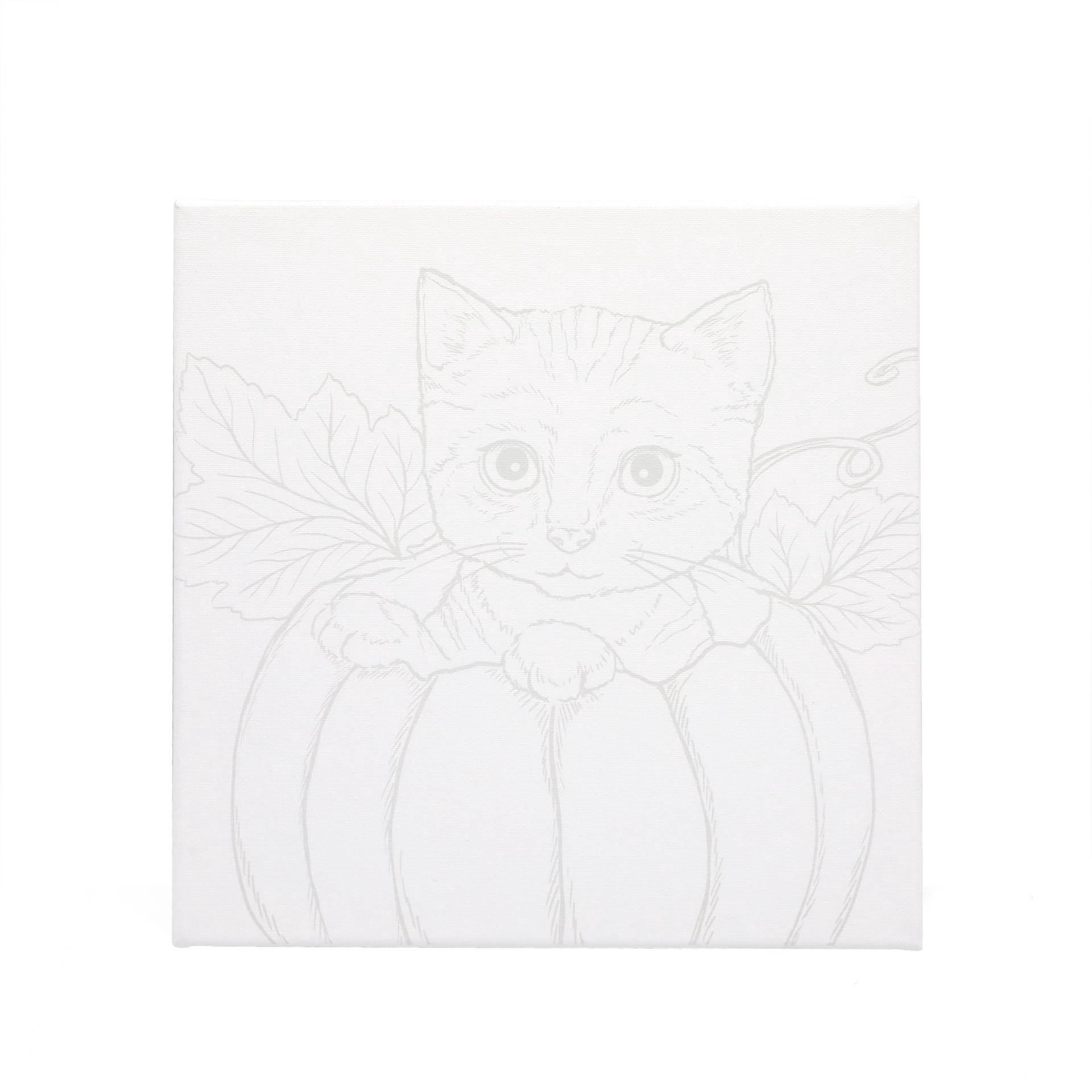 slide 2 of 5, 11" X 11" Kitten In Pumpkin Canvas Painting Kit By Craft Smart, 11 in x 11 in