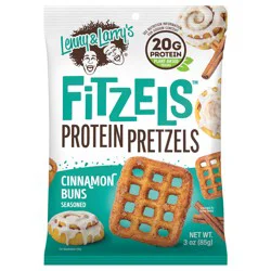 Lenny & Larry's Fitzels Protein Pretzels, Cinnamon Buns Seasoned, 3 oz