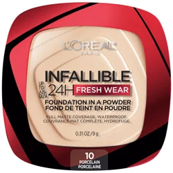 L'Oréal Infallible Up to 24H Fresh Wear Foundation in a Powder - 10 Porcelain - 0.31oz
