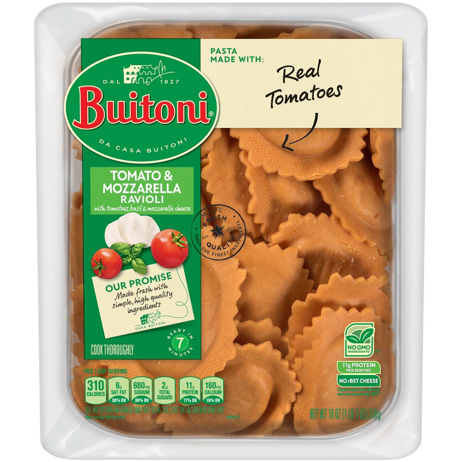 slide 1 of 6, Buitoni Tomato & Mozzarella Ravioli Pasta, 18 oz