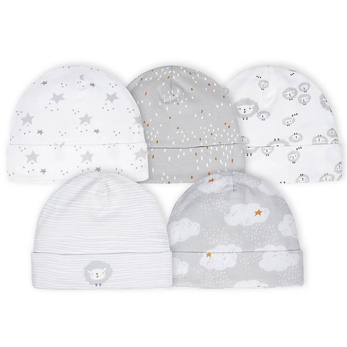 slide 1 of 6, Gerber Newborn Lamb Hats - Grey/White, 5 ct