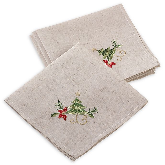 slide 1 of 2, Saro Lifestyle Arbre de Noel Napkins - Natural, 4 ct