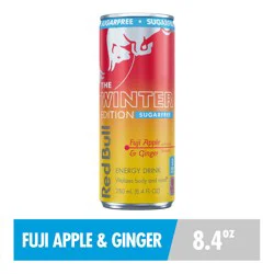 Red Bull Winter Edition Sugarfree Energy Drink, Fuji Apple & Ginger, 8.4 fl. oz. Can, 80mg Caffeine, Taurine & B Vitamins