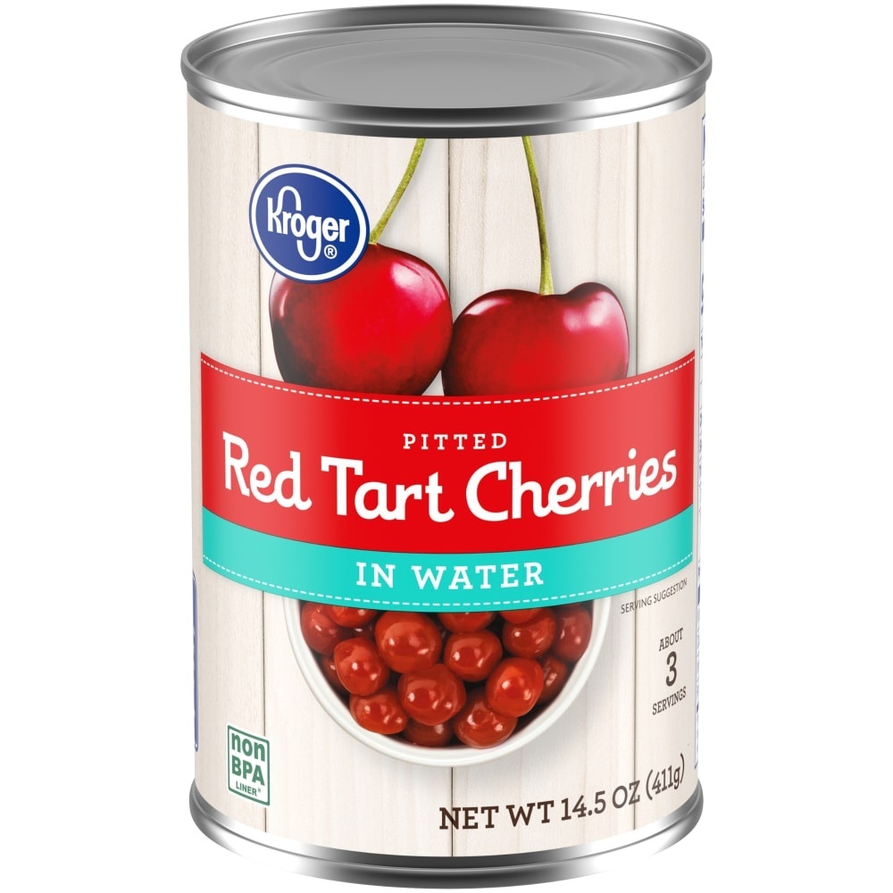 slide 1 of 1, Kroger Pitted Red Tart Cherries In Water, 14.5 oz