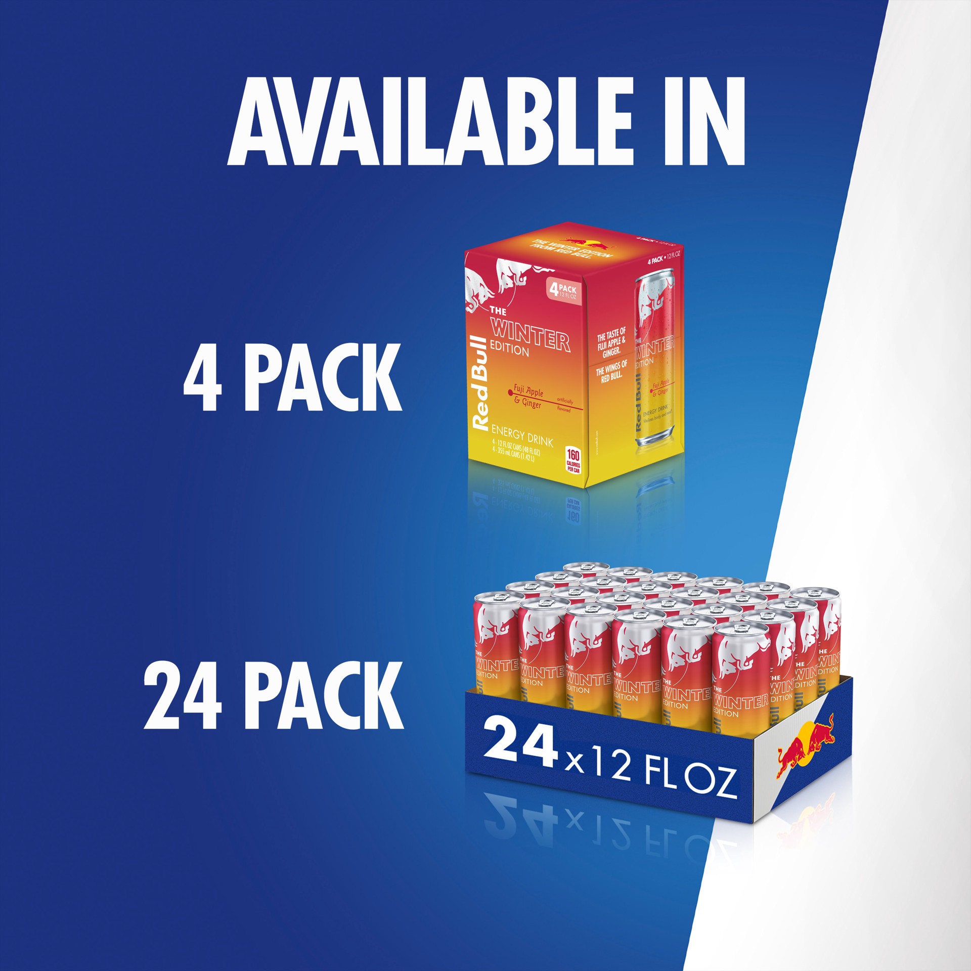 slide 5 of 8, Red Bull Winter Edition Energy Drink, Fuji Apple & Ginger, 12 fl. oz. Can, Pack of 4, 114mg Caffeine, Taurine & B Vitamins, 48 oz