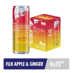 Red Bull Winter Edition Energy Drink, Fuji Apple & Ginger, 12 fl. oz. Can, Pack of 4, 114mg Caffeine, Taurine & B Vitamins