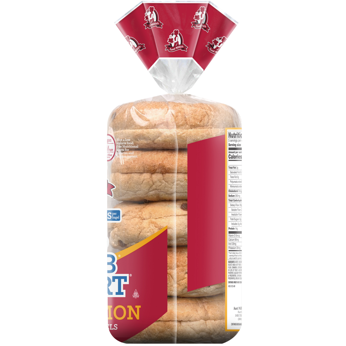 slide 7 of 8, Aunt Millie Carb Smart Cin Bagel 5pk, 15 oz