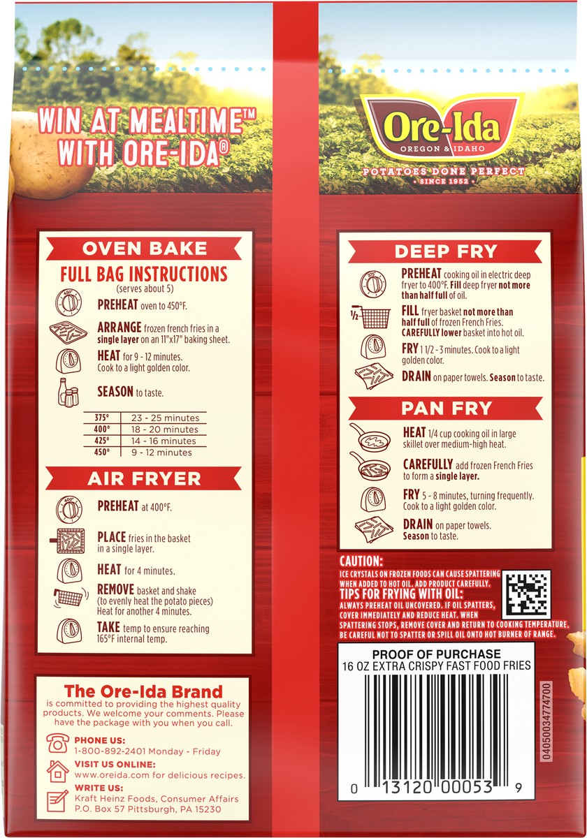 slide 11 of 13, Ore-Ida Extra Crispy Fast Food Fries, 16 oz Bag, 16 oz