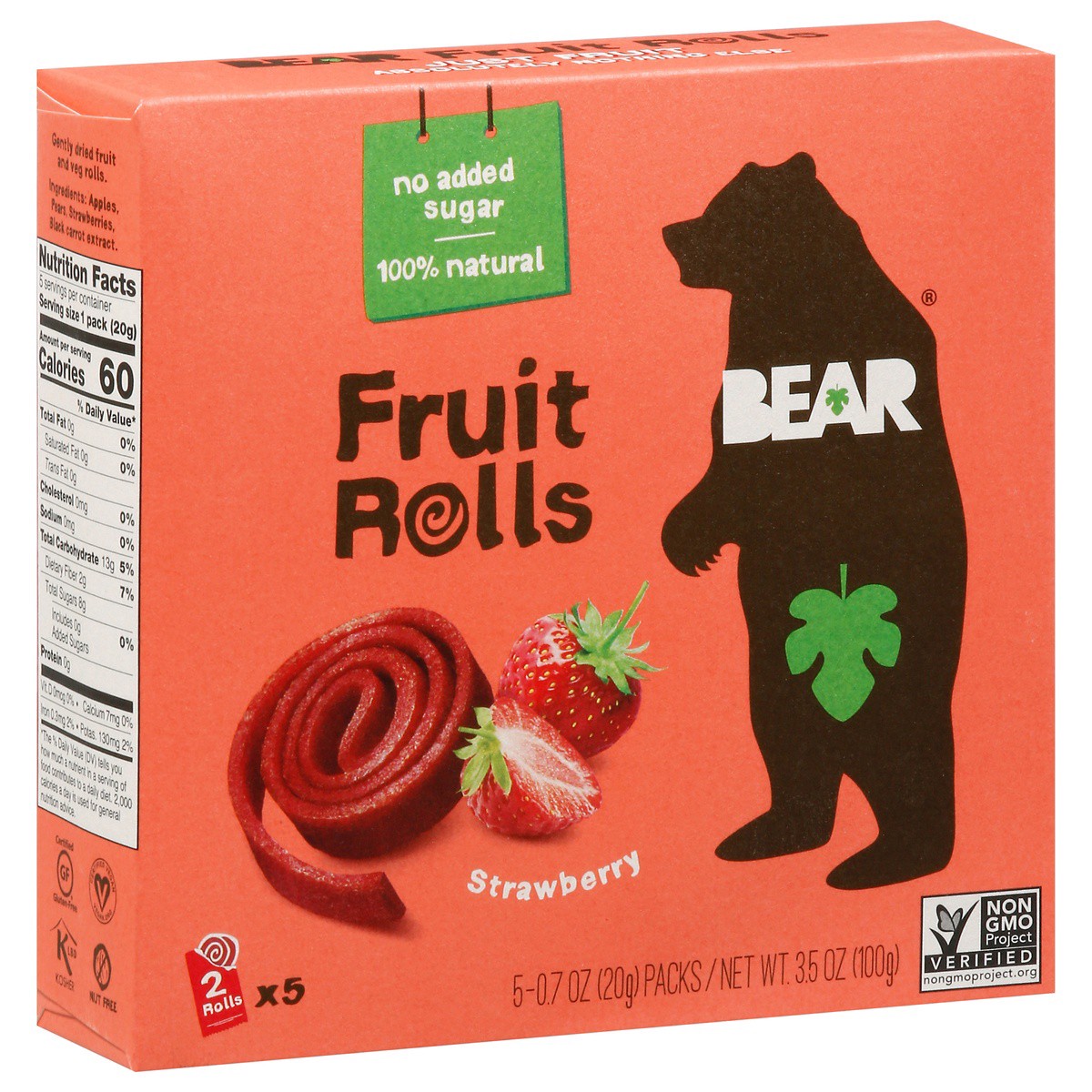 slide 2 of 9, BEAR Yo Yo's Raspberry Real Fruit Rolls, 5 ct; 0.7 oz