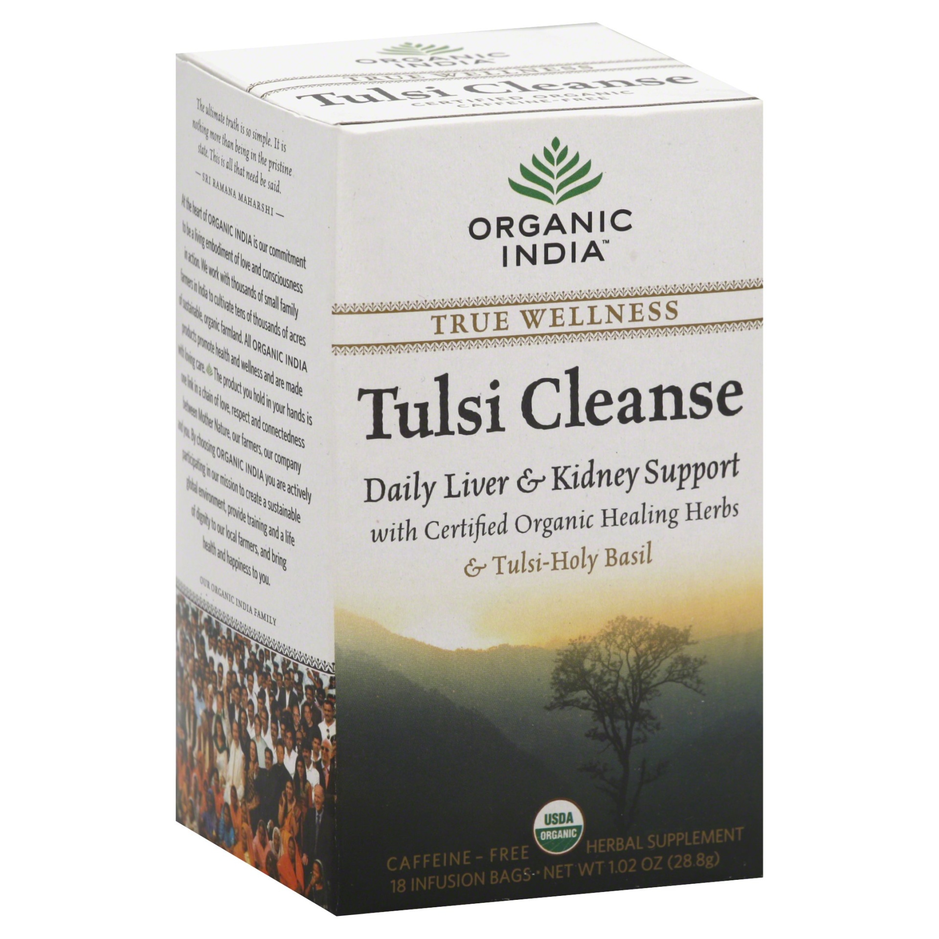 slide 1 of 1, Organic India Tulsi Cleanse Caffeine Free Tea, 18 ct