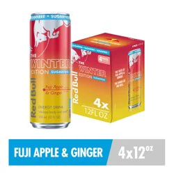 Red Bull Winter Edition Sugarfree Energy Drink, Fuji Apple & Ginger, 12 fl. oz. Can, Pack of 4 Cans, 114mg Caffeine, Taurine & B Vitamins