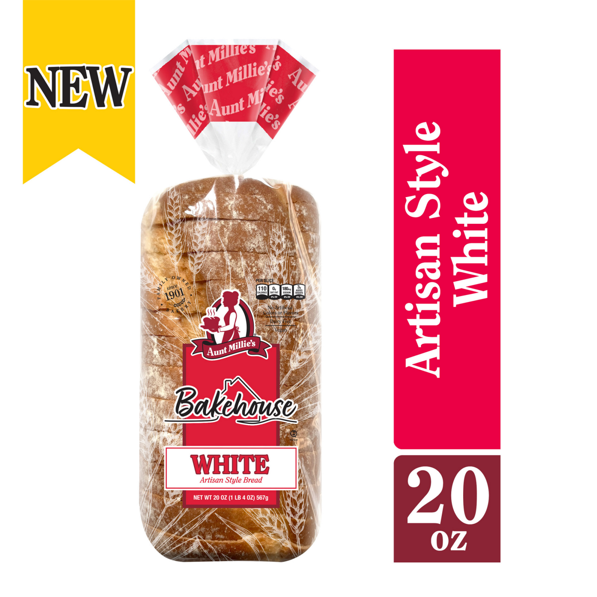 slide 1 of 8, Aunt Millie's Bakehouse Artisan Style White Bread 20 oz, 20 oz