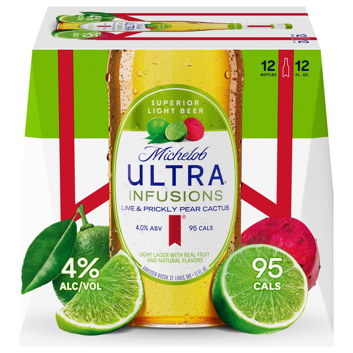 slide 1 of 10, Michelob Ultra Superior Light Infusions Beer, 12 x 12 fl oz Bottles, 12 fl oz