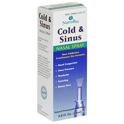 slide 1 of 1, NatraBio Cold & Sinus Nasal Spray, 0.8 fl oz