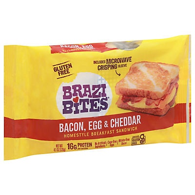slide 1 of 1, Brazi Bites Bacon Egg & Cheddar Breakfast Sandwich, 4.1 oz