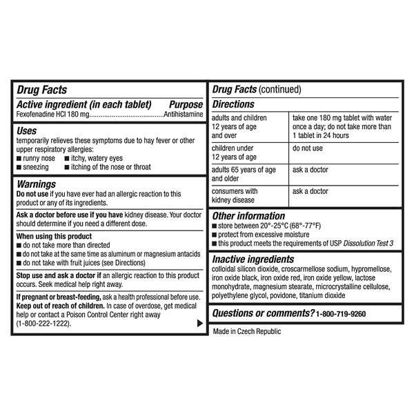slide 9 of 29, Meijer 24 Hour Allergy Relief, Fexofenadine Hydrochloride Tablets, Antihistamine, 180 mg, 30 ct