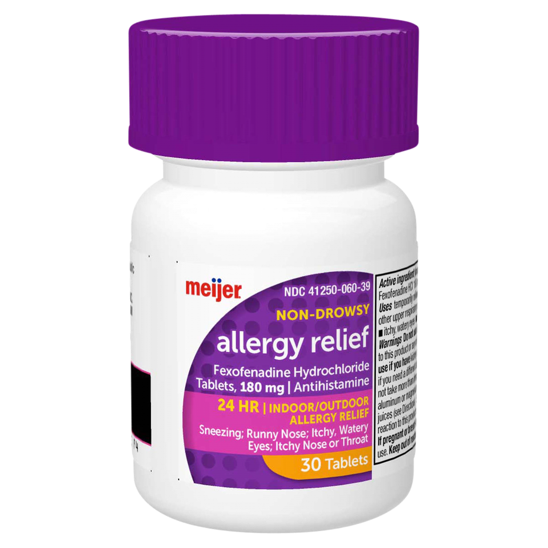slide 19 of 29, Meijer 24 Hour Allergy Relief, Fexofenadine Hydrochloride Tablets, Antihistamine, 180 mg, 30 ct