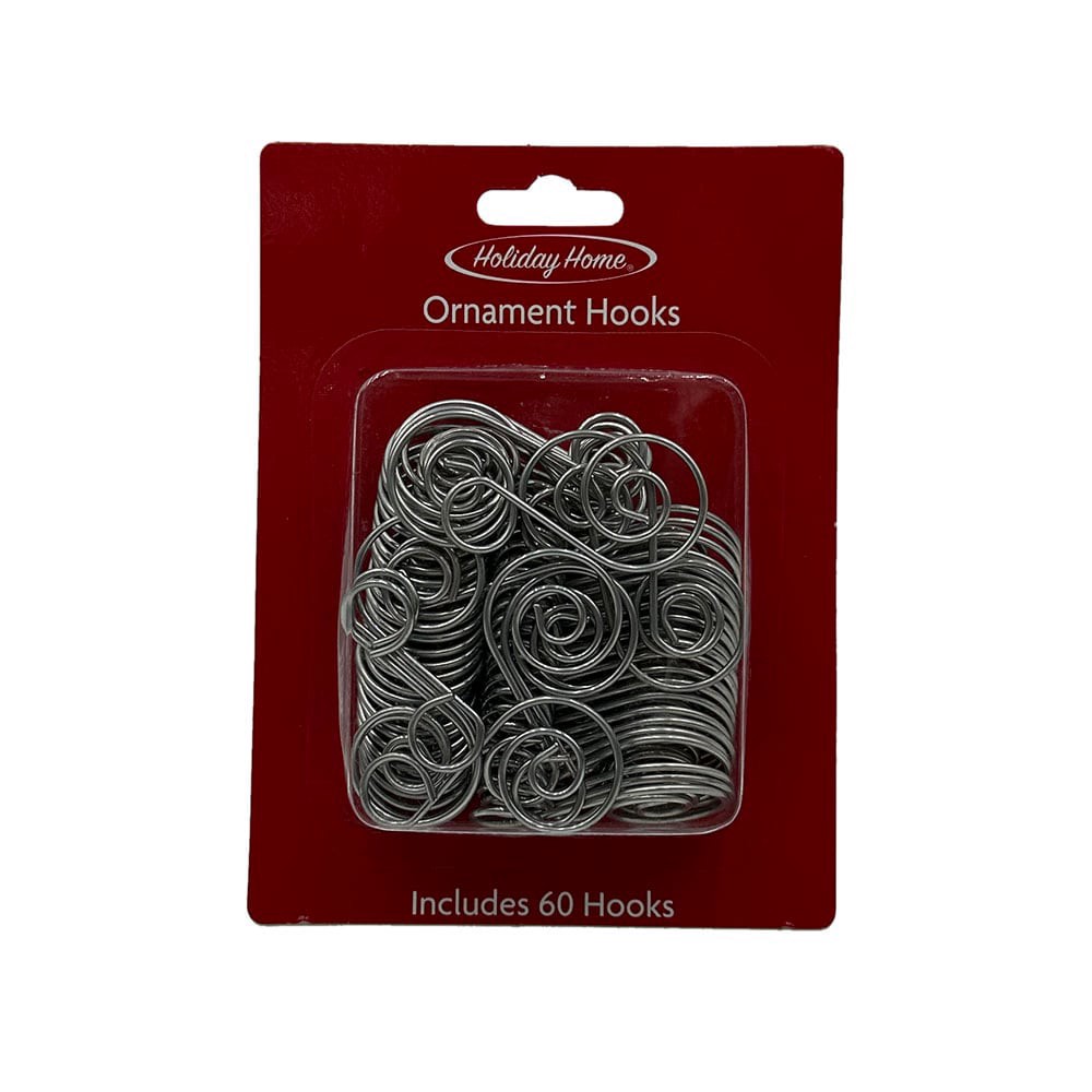 slide 1 of 2, Holiday Home Ornament Swirl Hooks Christmas Decor - Silver, 60 ct