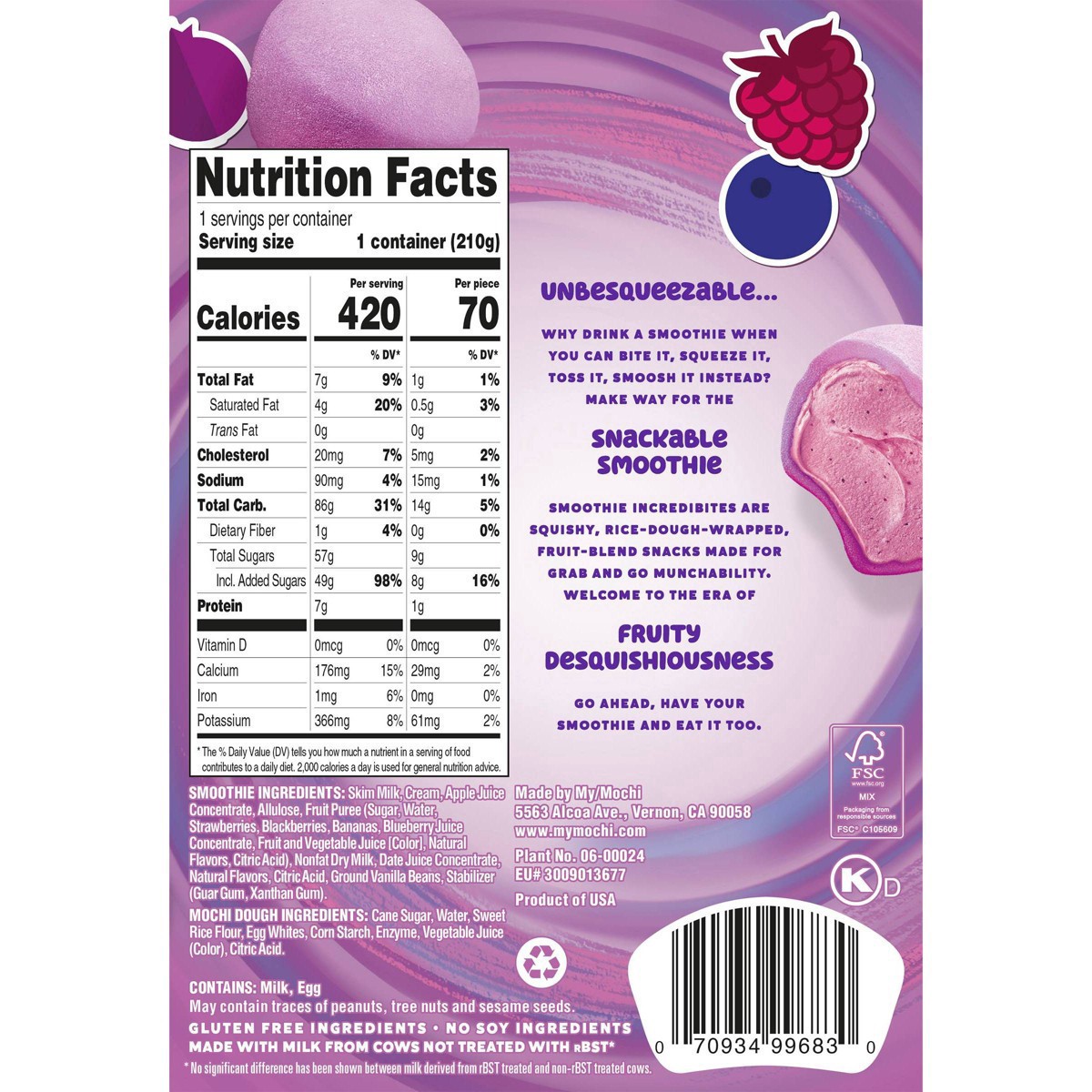 slide 7 of 7, My/Mochi Mixed Berry Functional Smoothie 6 - 1.25 oz Pieces, 6 ct