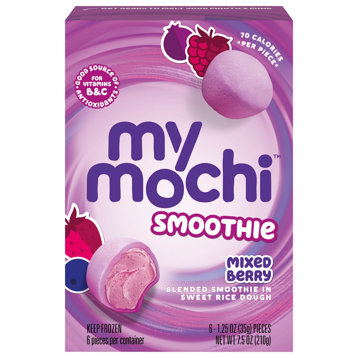 slide 1 of 7, My/Mochi Mixed Berry Functional Smoothie 6 - 1.25 oz Pieces, 6 ct