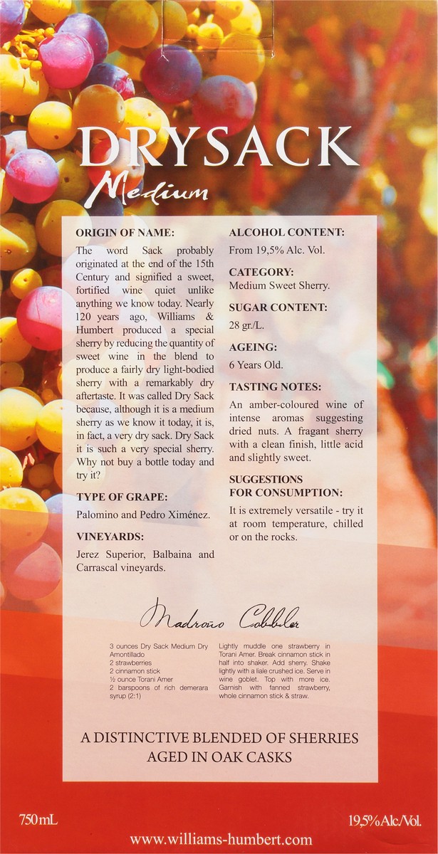 slide 5 of 9, Williams and Humbert Sherries Dry Sack, Medium, 750 ml