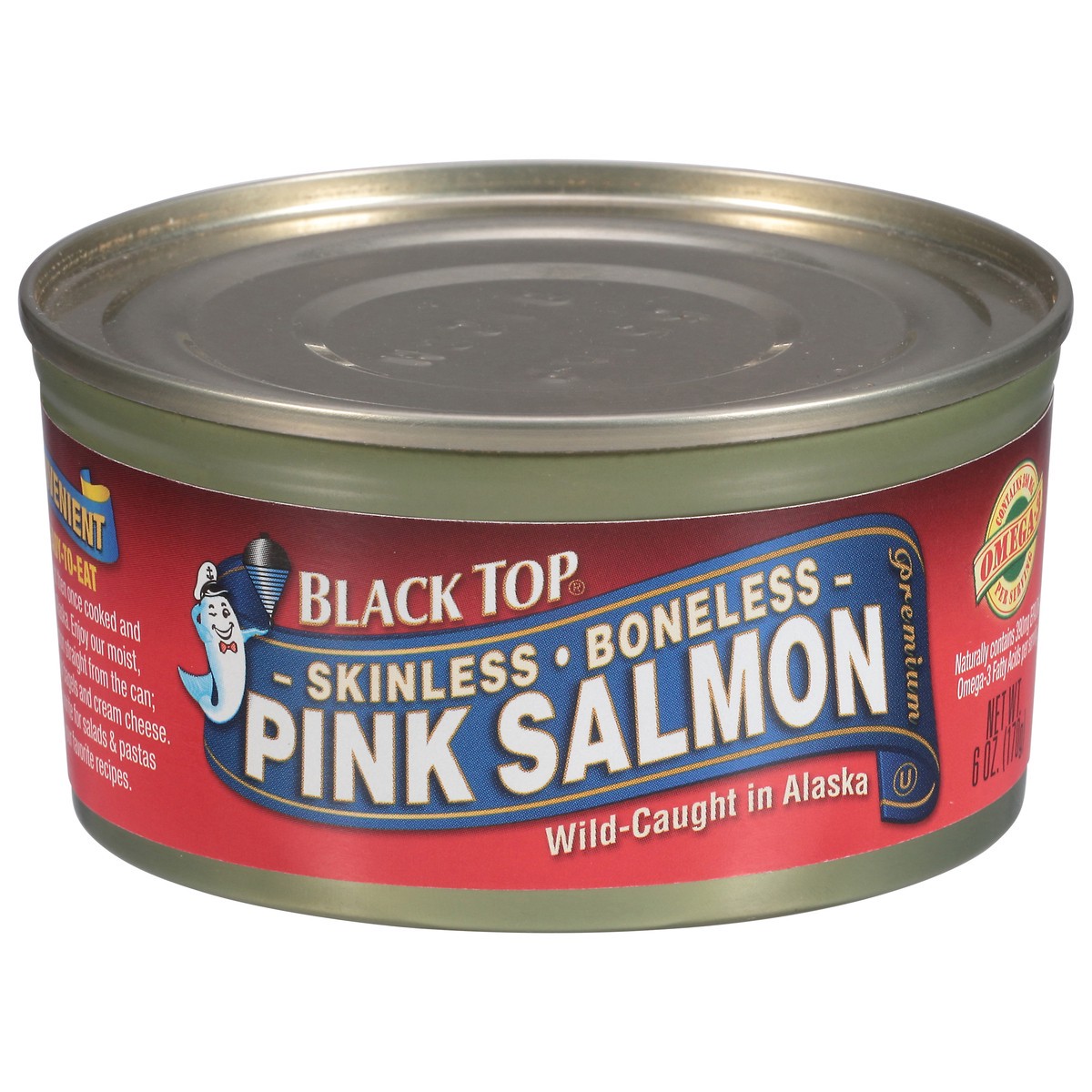 slide 1 of 2, Black Top Skinless Boneless Premium Pink Salmon 6 oz, 6 oz