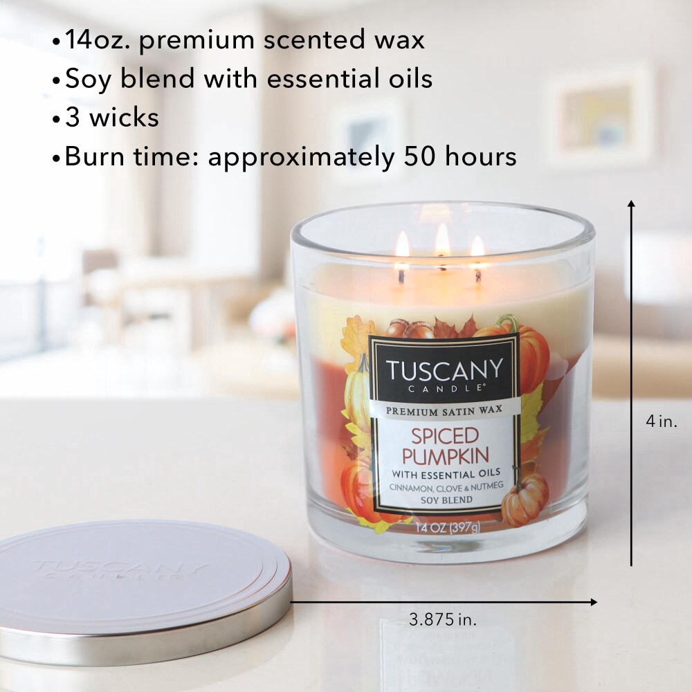 slide 2 of 3, Tuscany Candle Spiced Pumpkin Scented Triple Pour Jar Candle, 1 ct