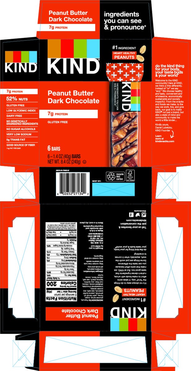 slide 4 of 13, KIND Nut Bars, Peanut Butter Dark Chocolate, 1.4 oz, 6 Count, 6 ct