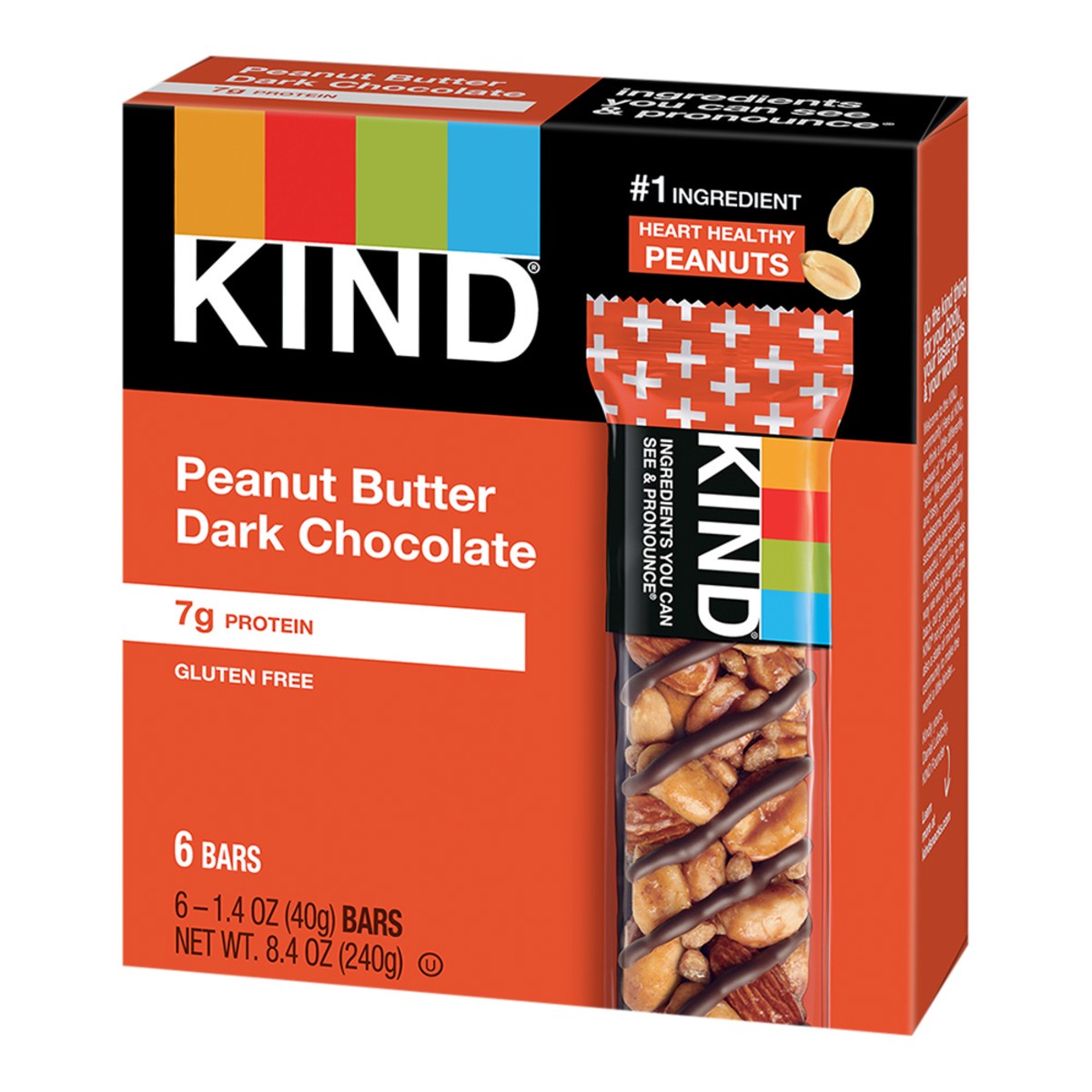 slide 7 of 13, KIND Gluten Free Peanut Butter Dark Chocolate Snack Bars, 1.4 oz, 6 Count, 8.4 oz