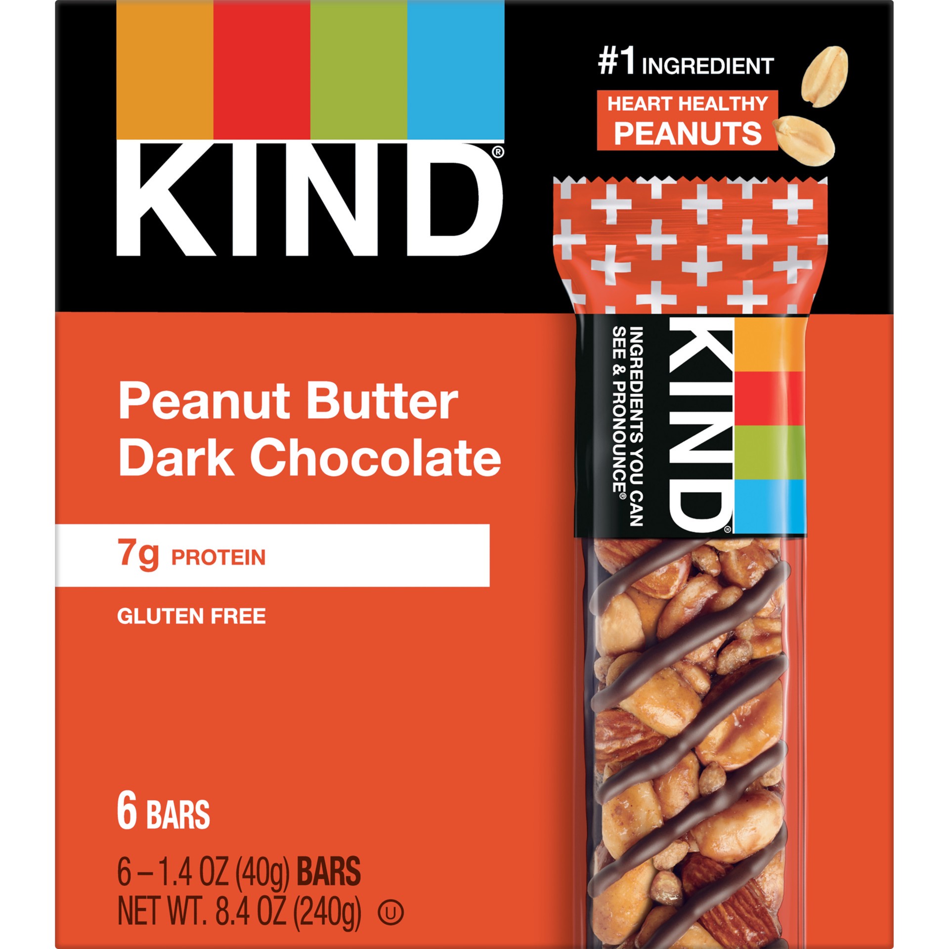 slide 1 of 13, KIND Gluten Free Peanut Butter Dark Chocolate Snack Bars, 1.4 oz, 6 Count, 8.4 oz