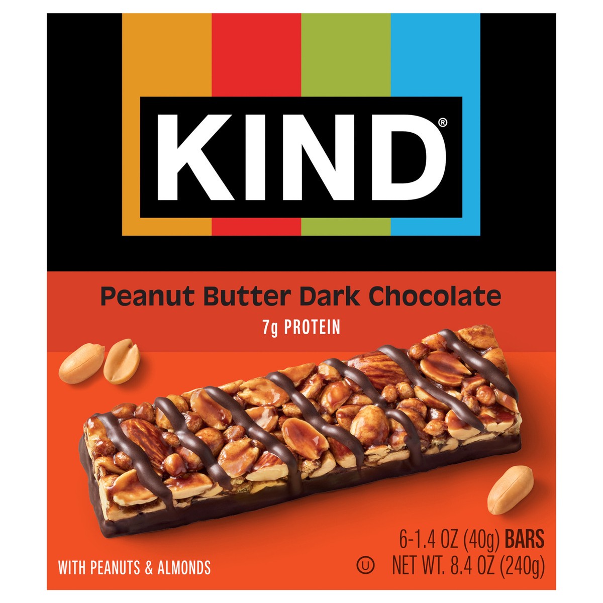 slide 1 of 13, KIND Healthy Snack Bar, Peanut Butter Dark Chocolate, 7g Protein, Gluten Free Bars, 1.4 OZ, (6 Ct), 6 ct