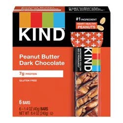 KIND Gluten Free Peanut Butter Dark Chocolate Snack Bars, 1.4 oz, 6 Count