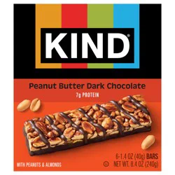 KIND Healthy Snack Bar, Peanut Butter Dark Chocolate, 7g Protein, Gluten Free Bars, 1.4 OZ, (6 Ct)