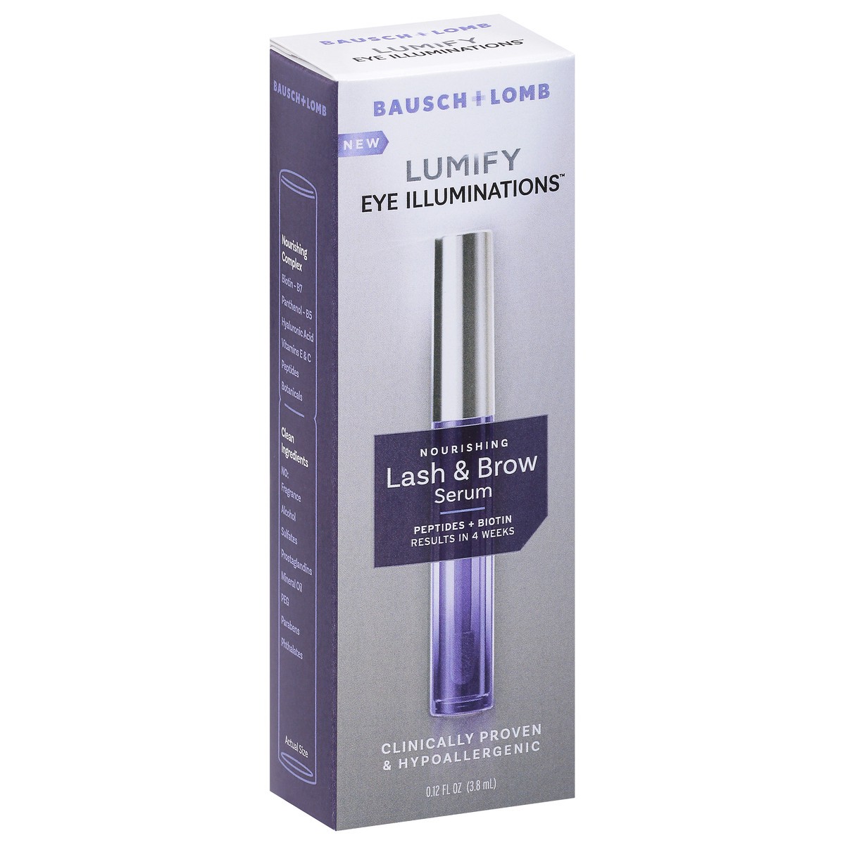 slide 6 of 9, LUMIFY Eye Illuminations Lash & Brow Serum, Contains Peptides, Biotin & Hyaluronic Acid, Clinically Proven & Hypoallergenic, Contact Lens & Lash Extension Friendly, 3.8mL, 0.12 fl oz, 3.8 ml