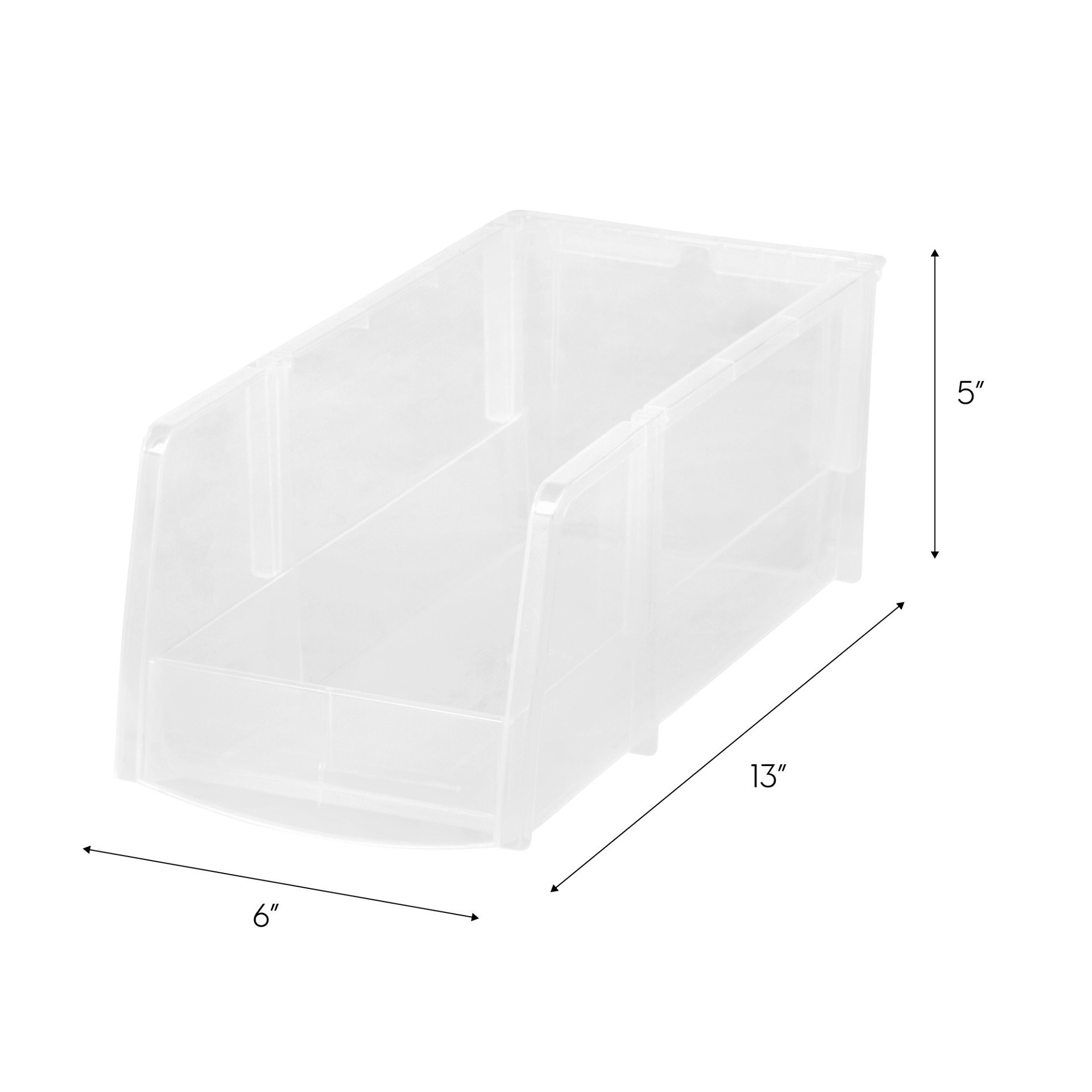 slide 6 of 7, Iris Large Clear Plastic Stacking Bin, 6 in x 13 in x 5 in