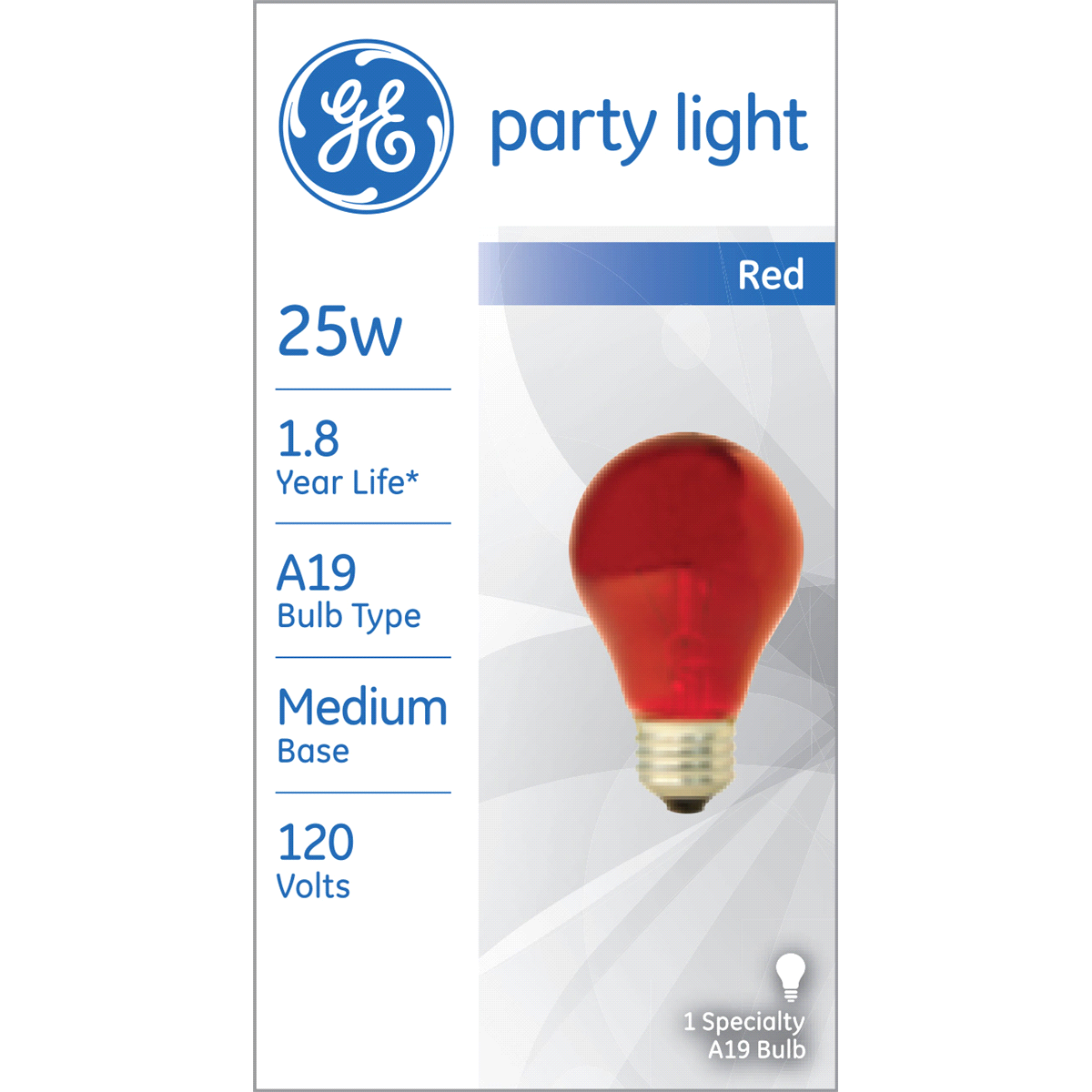 slide 1 of 5, GE 25 Watt Party Bulb, Red, 1 ct