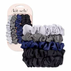 Kitsch Ruched Satin Scrunchies Set - Midnight, 5 pc