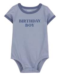 Carters Baby Birthday Boy Short-Sleeve Original Bodysuit Blue 9M
