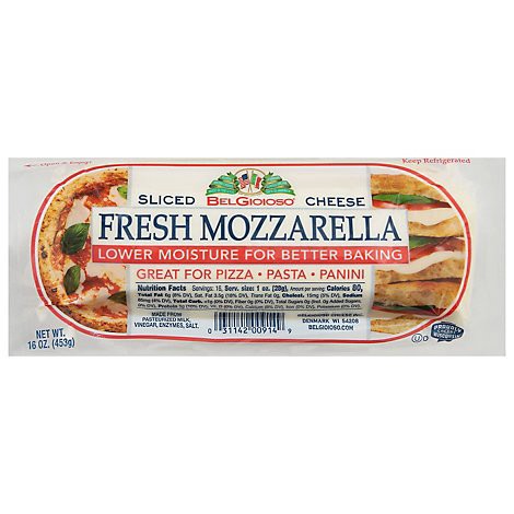 slide 1 of 1, Belgioioso Baking Fresh Mozzarella Sliced Log - 1 LB, 1 lb
