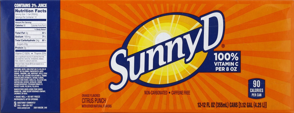 slide 4 of 6, Sunny D Citrus Punch 12 ea, 12 ct; 12 fl oz