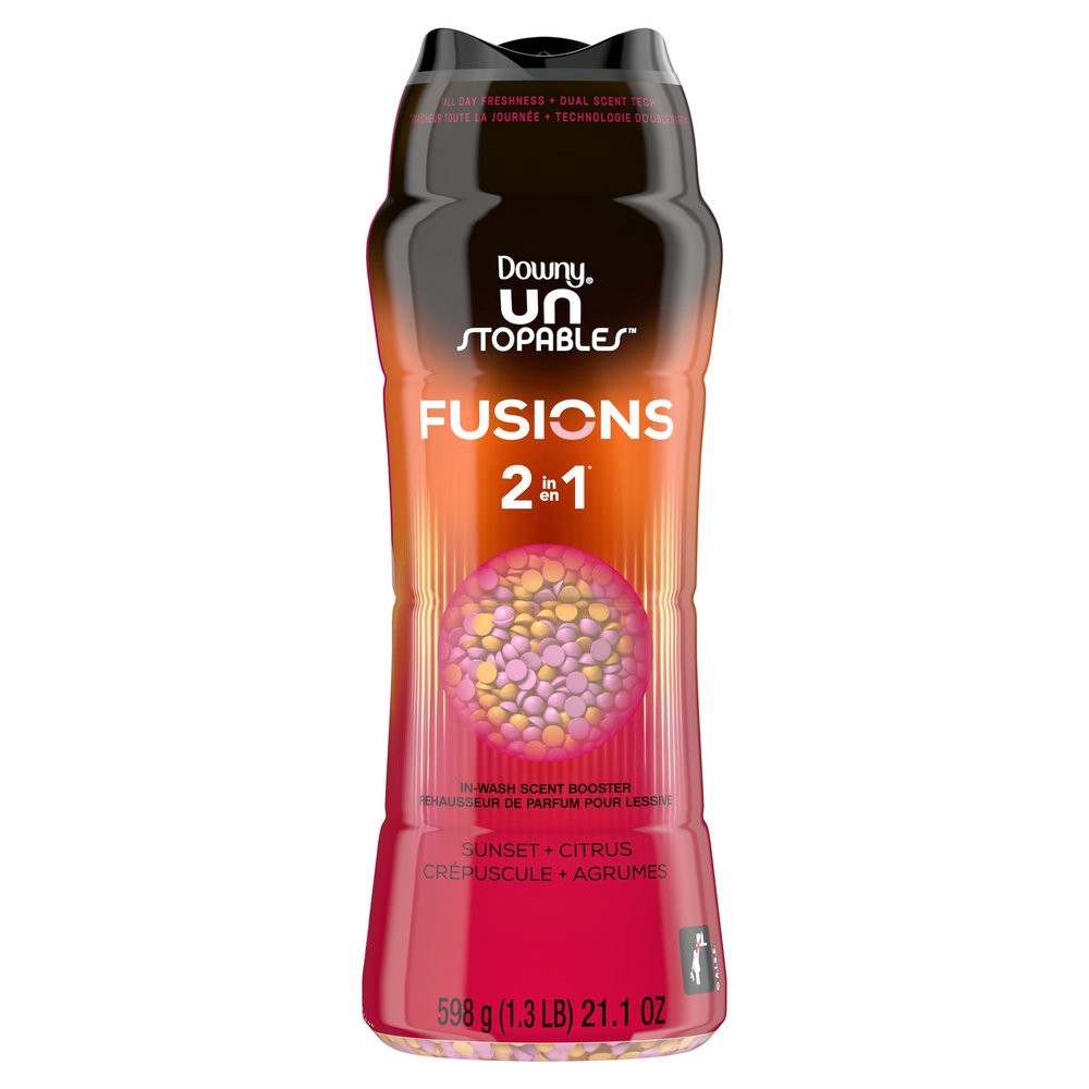 slide 1 of 1, Downy Unstopables Fusions 2 in 1 In-Wash Scent Booster Beads - Sunset + Citrus, 21.1 oz