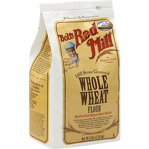 slide 2 of 2, Bob's Red Mill Flour Whole Wheat 100% Stone Ground, 5 lb