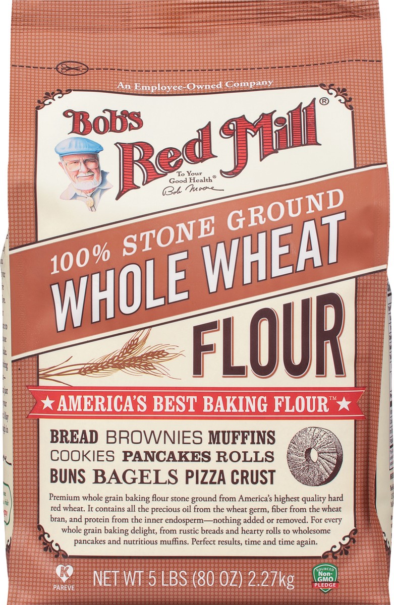 slide 6 of 9, Bob's Red Mill 100% Stone Ground Whole Wheat Flour 5 lb, 5 lb