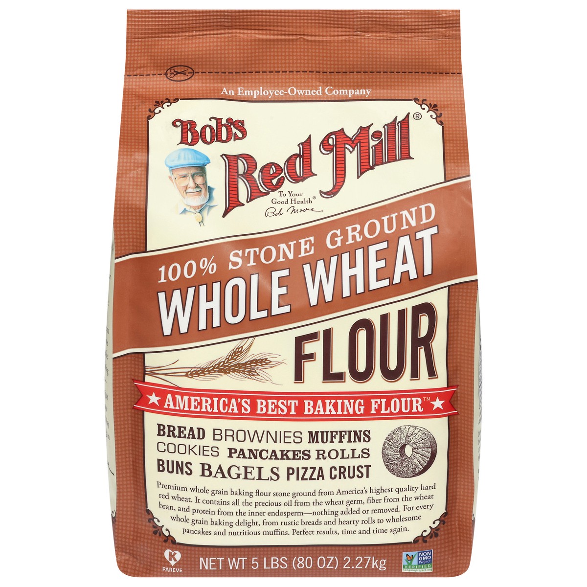 slide 1 of 9, Bob's Red Mill 100% Stone Ground Whole Wheat Flour 5 lb, 5 lb