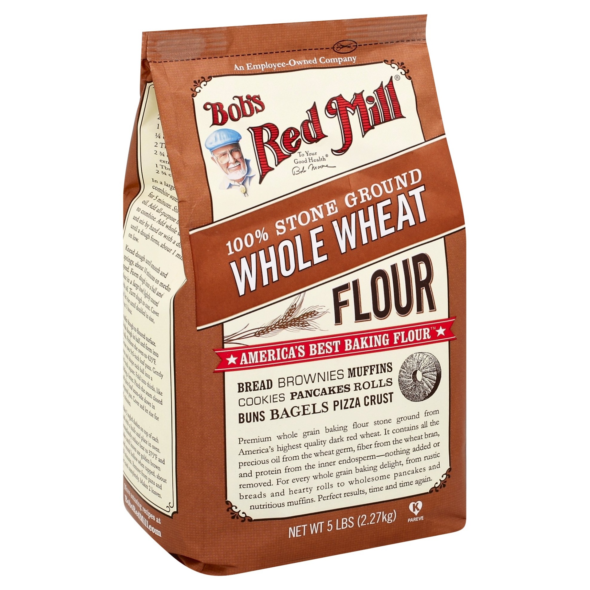 slide 1 of 2, Bob's Red Mill Flour Whole Wheat 100% Stone Ground, 5 lb