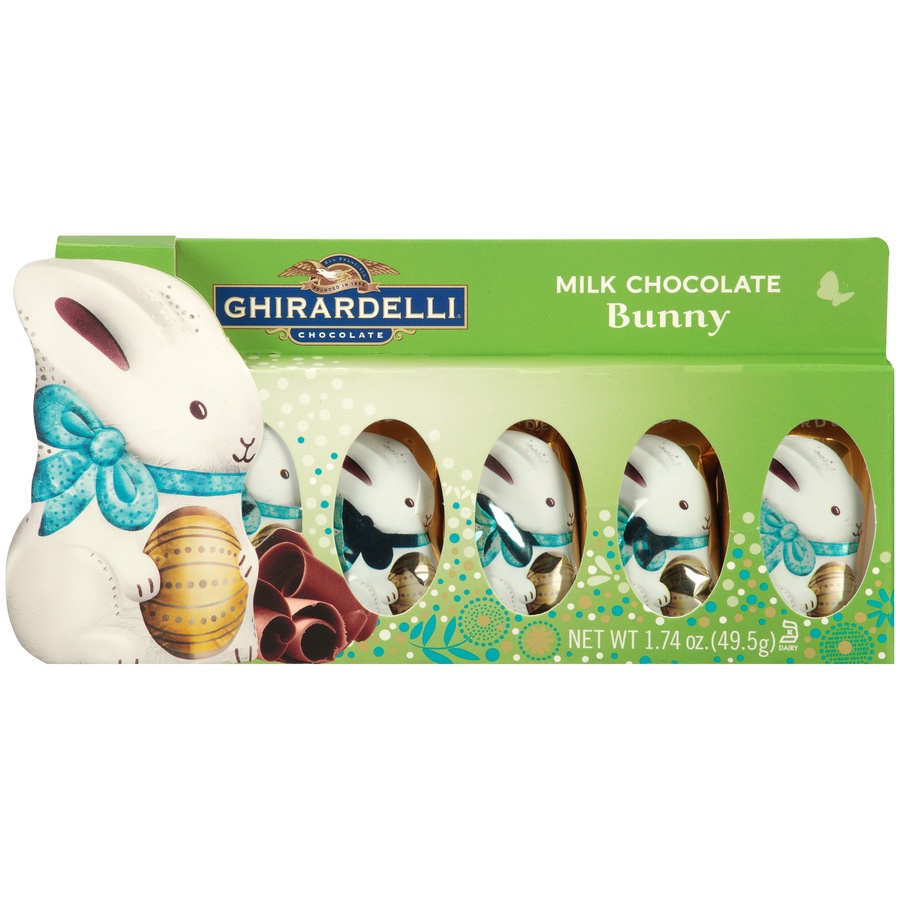 slide 1 of 8, Ghirardelli Milk Chocolate Bunny Gift, 5 ct; 1.74 oz