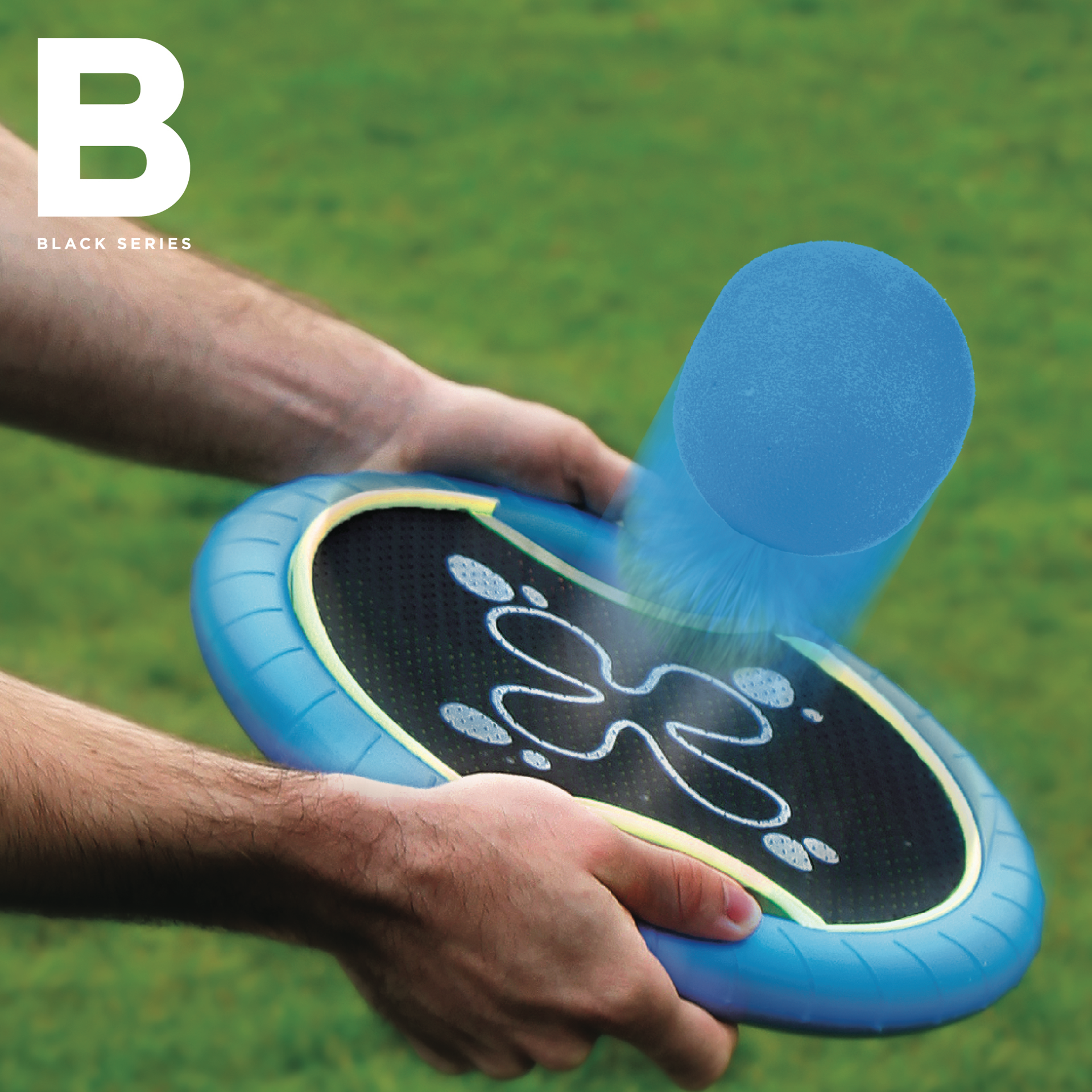 slide 6 of 7, Black Series Trampoline Paddle Ball and Flying Disc Set, Indoor Outdoor Game for Two, 1 PK